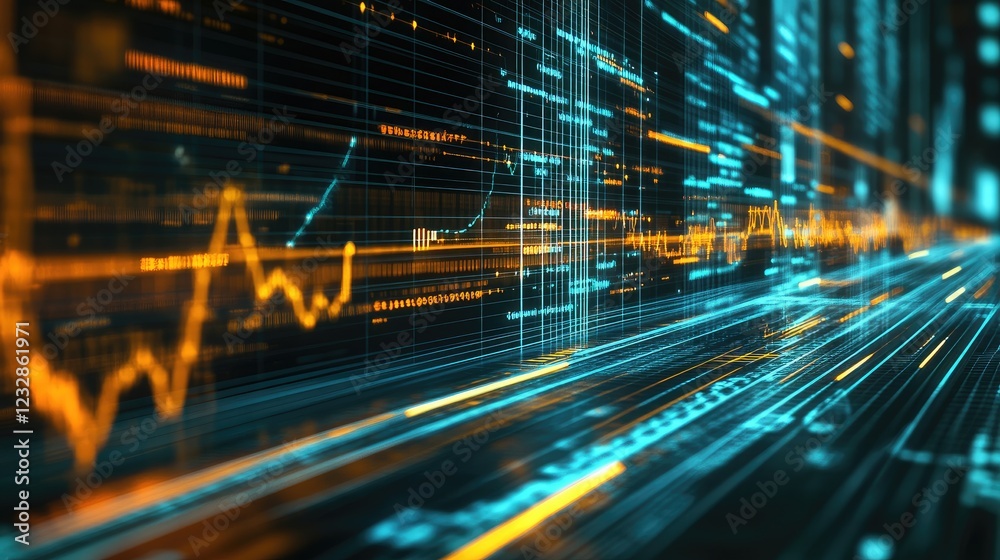 Aufkleber Abstract Digital Data Stream Visualization
