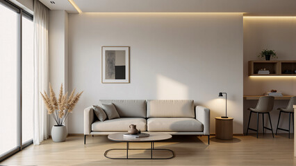 Minimalist Living Room with Neutral Tones and Modern Decor