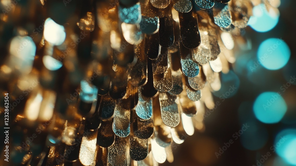 Poster Golden Sequins Cascading in Shimmering Light