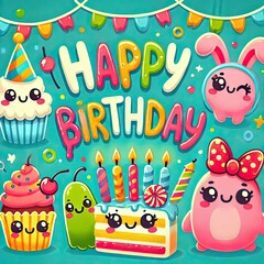 Fototapeta premium happy card with animals