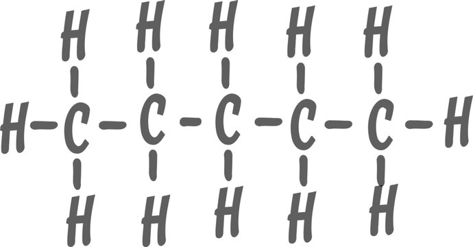 Hand-drawn pentane molecule