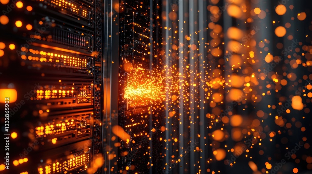 Poster server room sparks data center overload