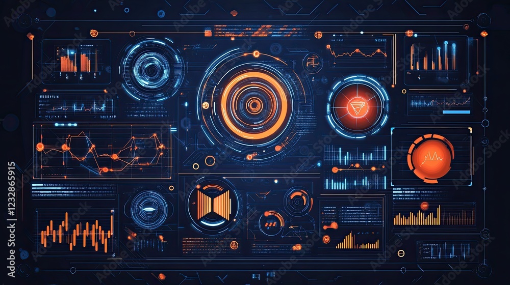 Poster Futuristic Technology Interface Displays Data Analytics