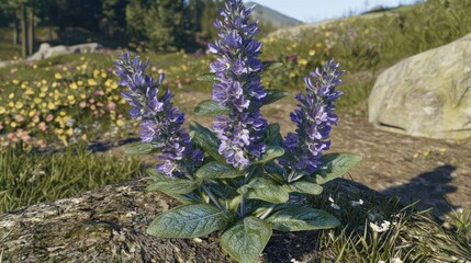 Obraz premium Serene Mountain Meadow Wildflowers
