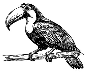 Striking Toucan Image Perfect for Logos and Illustrations, Transparent Background, Sketch