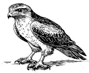 Stylized Cartoon Falcon Outline Versatile Vector Art, Sketch, Transparent Background 