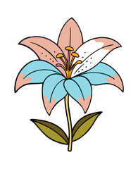 Colorful Lily Flower Illustration with Pastel Petals