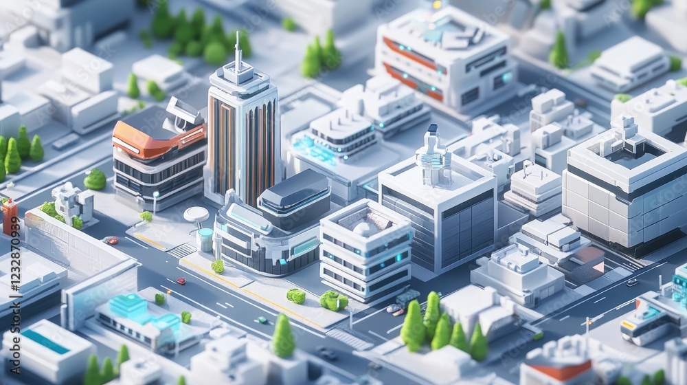 Poster futuristic cityscape architectural model design
