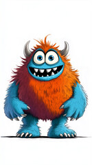 Fototapeta premium Colorful Cartoon Monster with Happy Expression and Furry Body Design