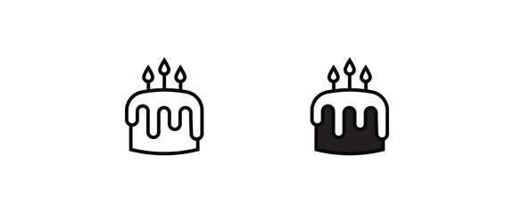 birthday cake icon button, vector, sign, symbol, logo, illustration, editable stroke, flat design style isolated on white