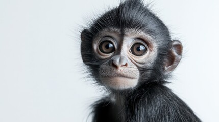 adorable baby monkey portrait on white background