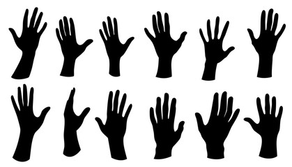 Timeless Hand Silhouette Collection Capturing Gesture in Black and White, Sketch, Transparent Background