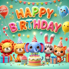 happy card with animals