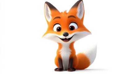 Obraz premium cute cartoon fox on white background