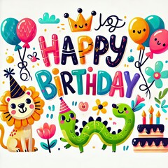Fototapeta premium happy card with animals