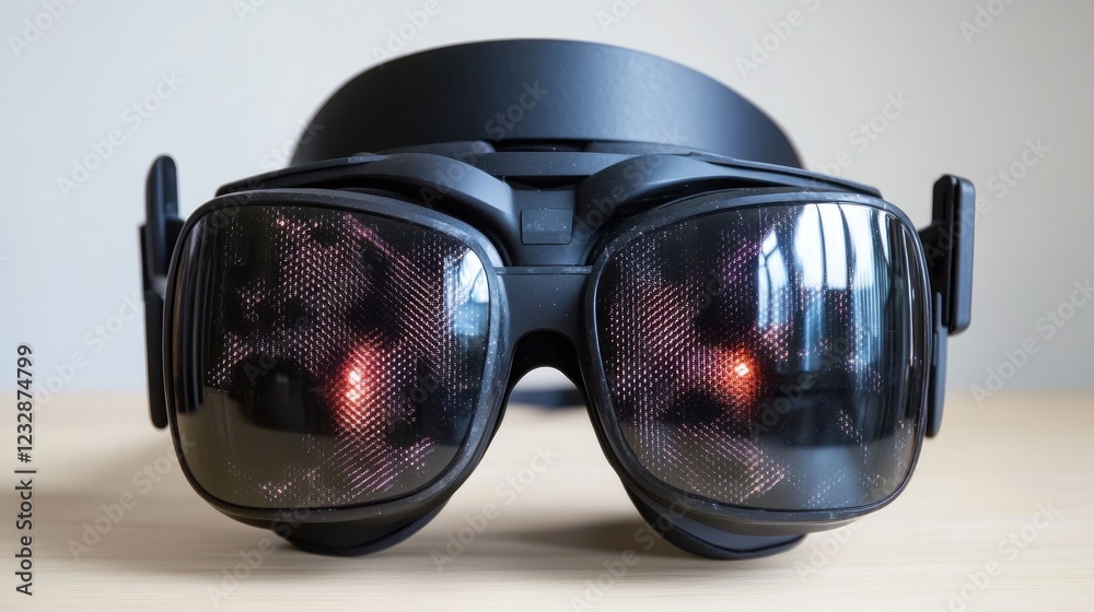 Poster Black Virtual Reality Headset Displaying Light Patterns