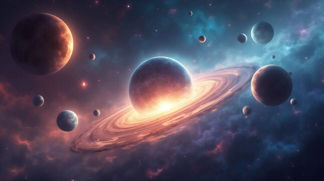 Cosmic Dance of Planets Background, Generate, ai