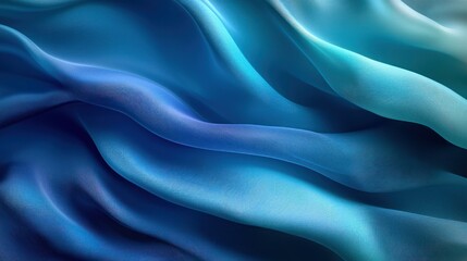 Obraz premium Flowing blue fabric drapes with gradient, abstract background, for texture or design