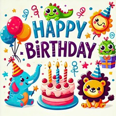 Naklejka premium happy card with animals