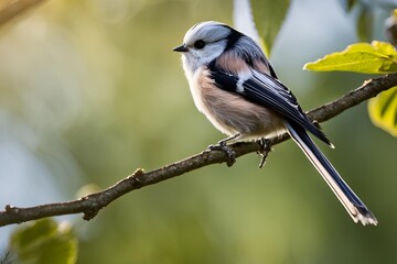 Fototapeta premium Long-tailed tit bird close up