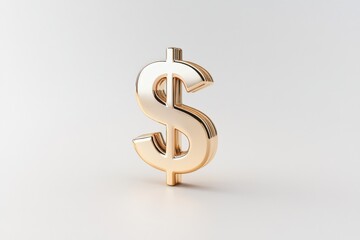 Obraz premium gold dollar sign on white background