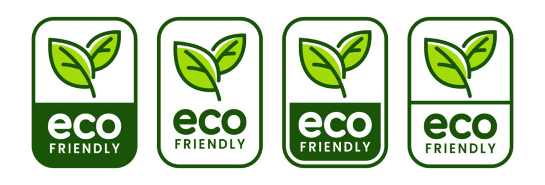 Set of eco friendly icons. Ecologic food stamps. Organic natural food labels. 100% natural, bio, vegan, green, icon, logo, badge, sticker, emblem, symbol, line, flat vector, isolated illustration.