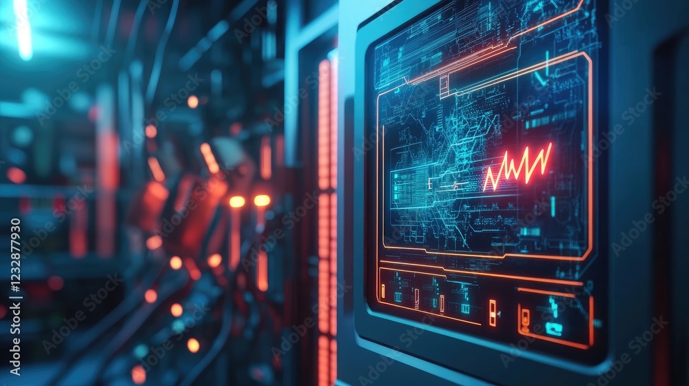 Poster Futuristic Technology Interface Displays Network Data Signal