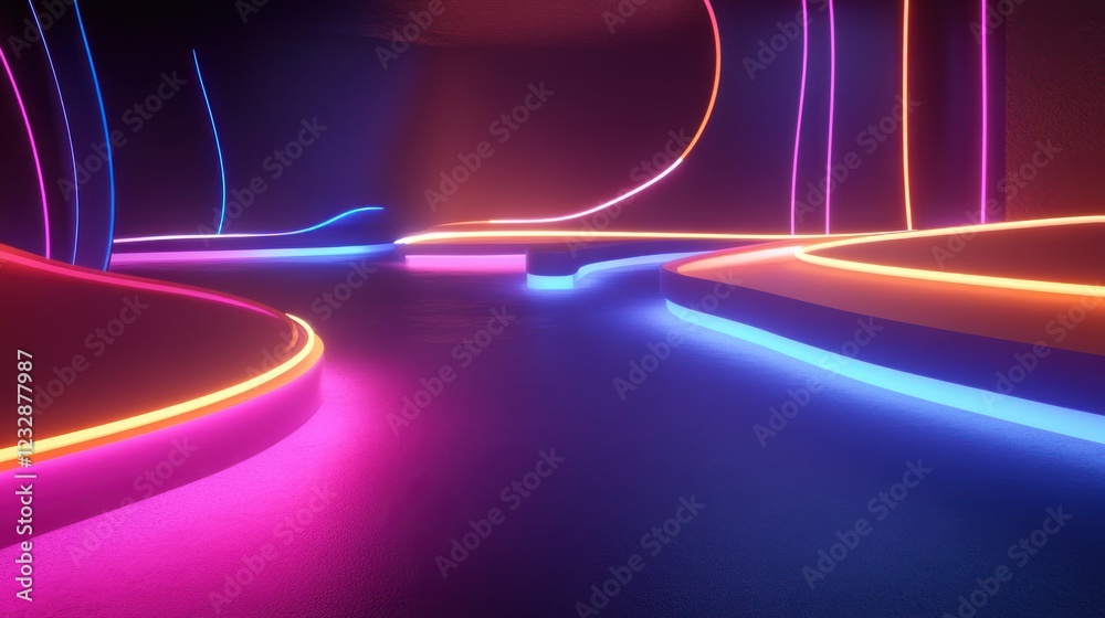 Poster abstract neon lightscape architectural design