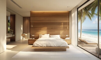 Luxury Beachfront Bedroom: Tranquil Ocean View