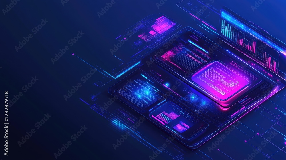 Poster Abstract Futuristic Technology Interface Displays Data