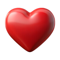 3D glossy red heart symbol of love - A 3D-rendered red heart with a smooth, shiny surface, representing love, romance, and affection, ideal for Valentine's Day and digital designs.  
