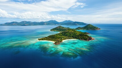 Fototapeta premium A beautiful island with a blue ocean in the background