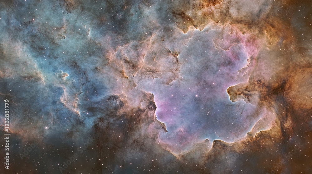 Poster Cosmic Cloudscape A Celestial Nebula Displaying Vivid Colors