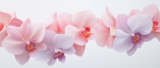 delicate pink and purple orchid flowers on a white background