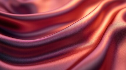 Fototapeta premium Flowing red silk fabric illuminated, abstract background texture for design