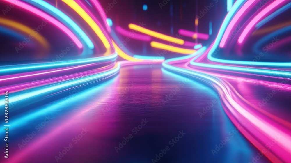 Aufkleber abstract neon light trails flowing dynamically