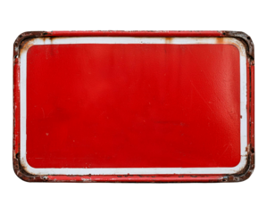 red vintage grunge tin signs rectangular shape isolated on white background, cutout
