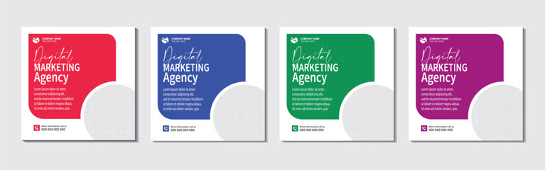 Digital marketing agency and corporate social media post or square banner template