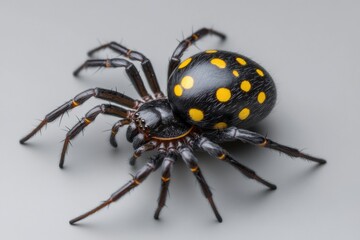 Fototapeta premium close-up of a black spider with yellow spots