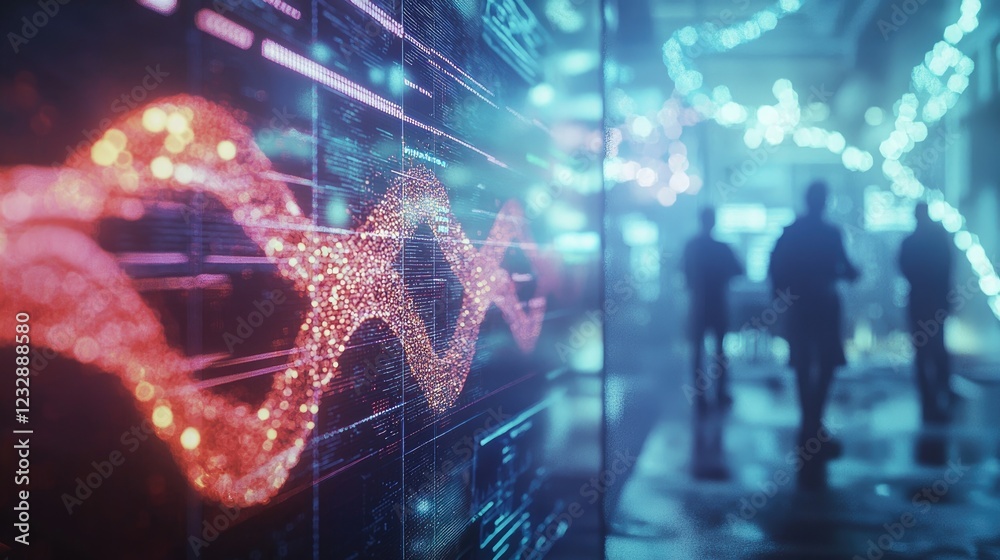Poster digital wave, abstract data visualization in a tech environment