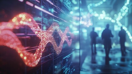 Obraz premium Digital Wave, Abstract Data Visualization in a Tech Environment