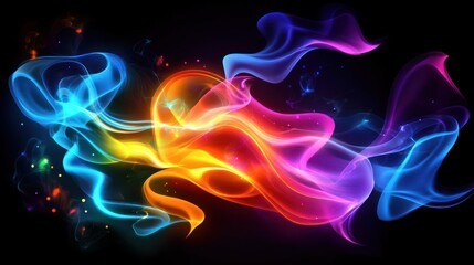 Abstract Colorful Swirling Light Waves Design