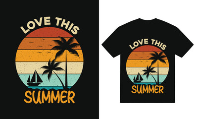 Summer and typography  T-Shirt vector,  Beach Vibes T Shirt Design Hot Summer Vector Template for Coastal Apparel, Sun and Sea T Shirt Design Vintage Style, Summer Graphic for Prints
