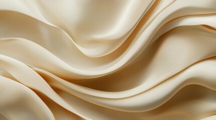 Obraz premium Elegant Cream Satin Fabric with Soft Waves and Smooth Texture