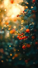 Enchanting Dew-Kissed Berries at Golden Hour.