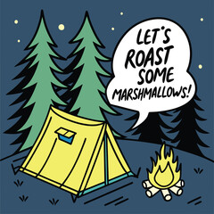  Pop Art Camping Adventure with Exaggerated Colors and Comic Effects