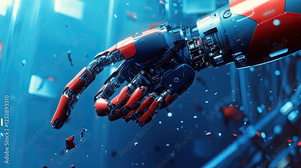 Aufkleber Advanced Robotic Hand Reaching Forward in Futuristic Setting