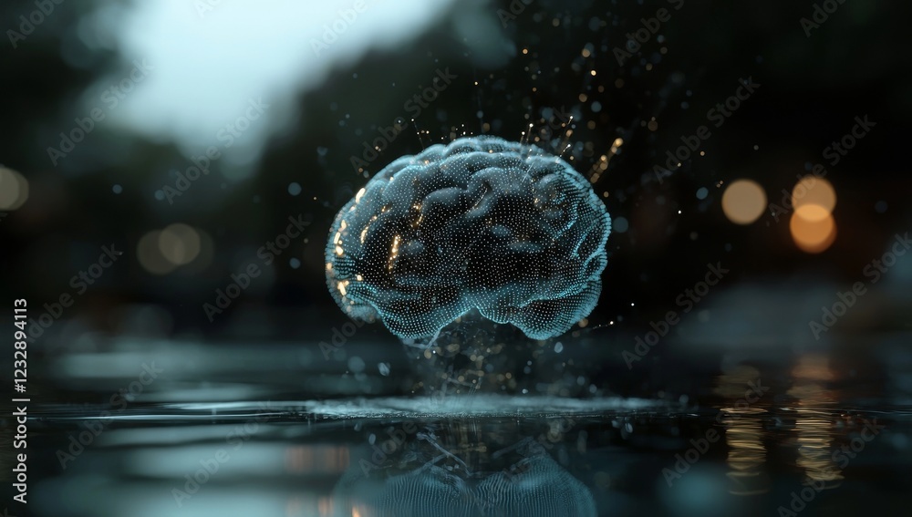 Poster conceptually merging machine learning, fog calculations, stock, ai, deep learning, blockchain, and n
