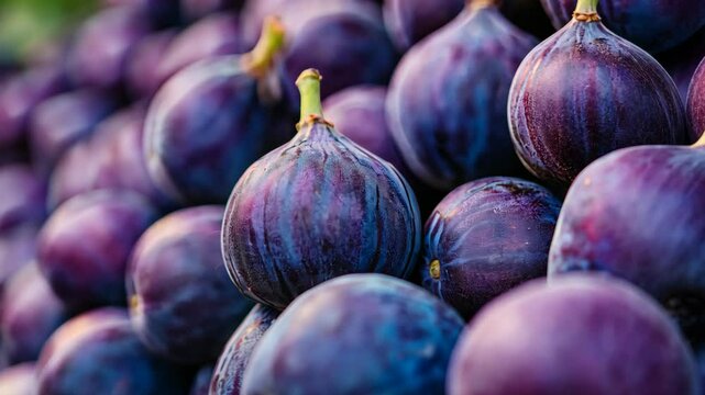 top view a lot of purple ripe fig  