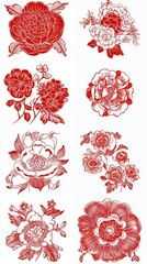 Red Floral Designs Elegant Peonies and Blossoms for Asian-Inspired Decor